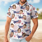 Family Cute Face - Personalized Photo Hawaiian Shirt - 4th of July Independence Day Tee