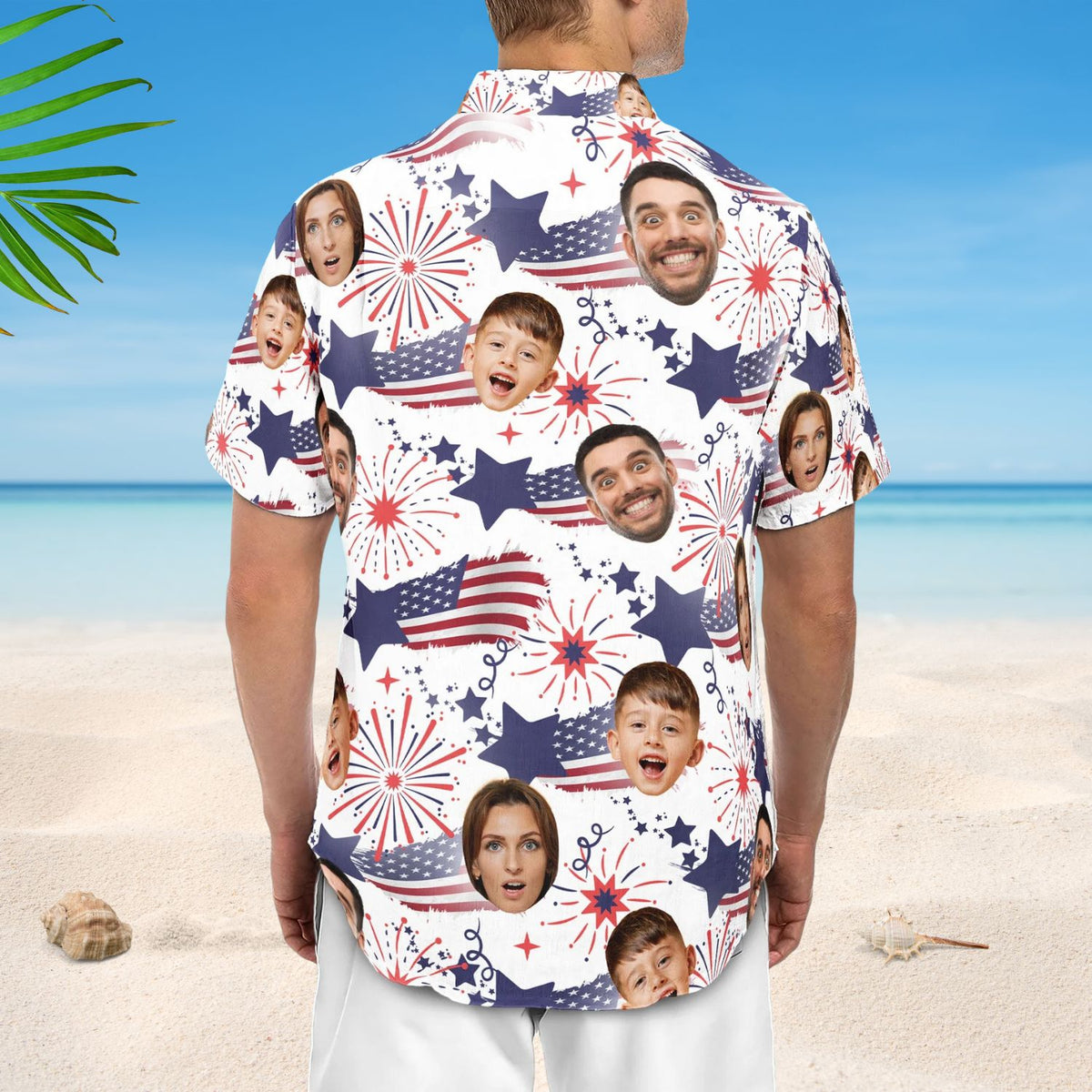 Family Cute Face - Personalized Photo Hawaiian Shirt - 4th of July Independence Day Tee