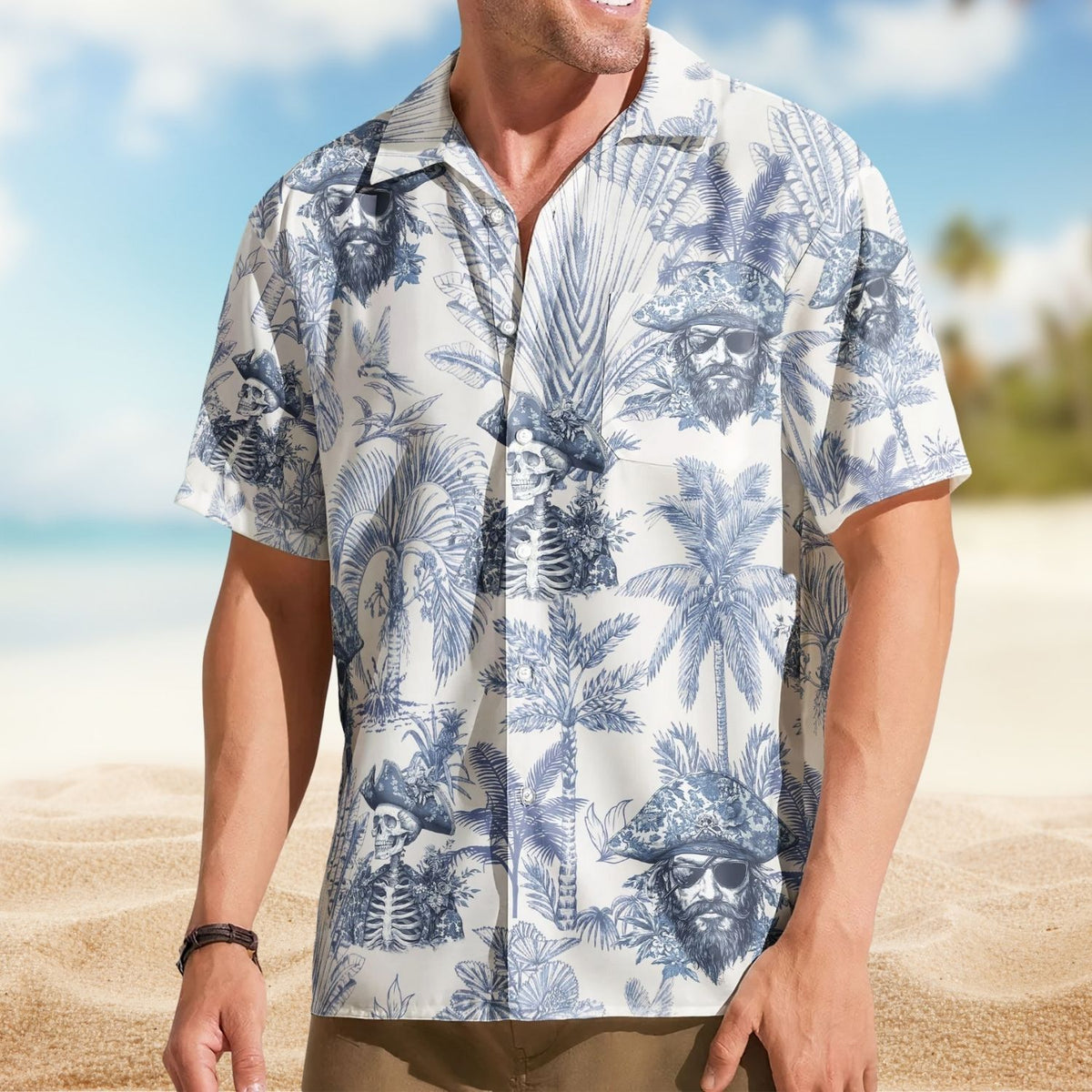 Pirate Shark Jellyfish Turtle Lobster Toile De Jouy - Custom Personalized Hawaiian Shirt