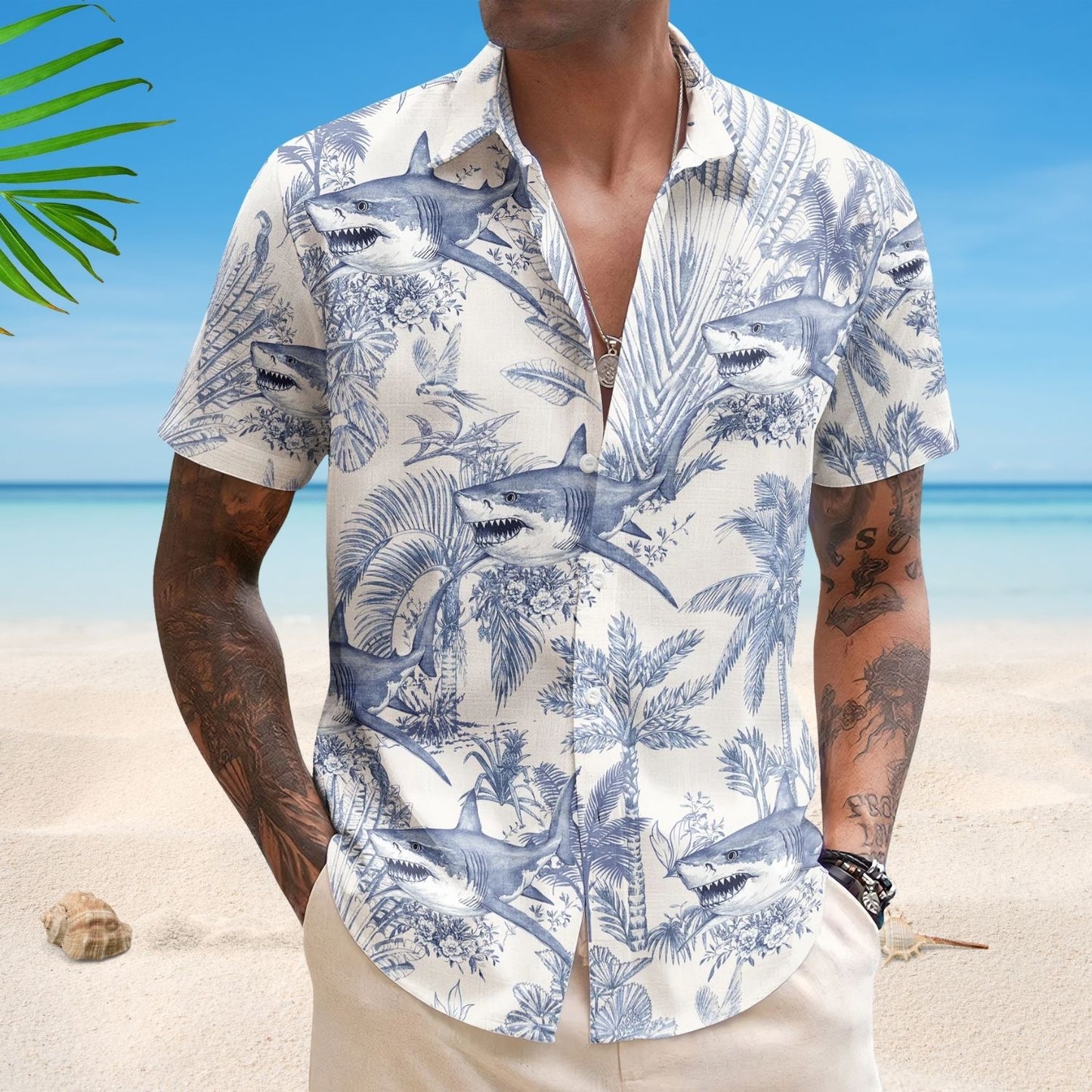 Pirate Shark Jellyfish Turtle Lobster Toile De Jouy - Custom Personalized Hawaiian Shirt