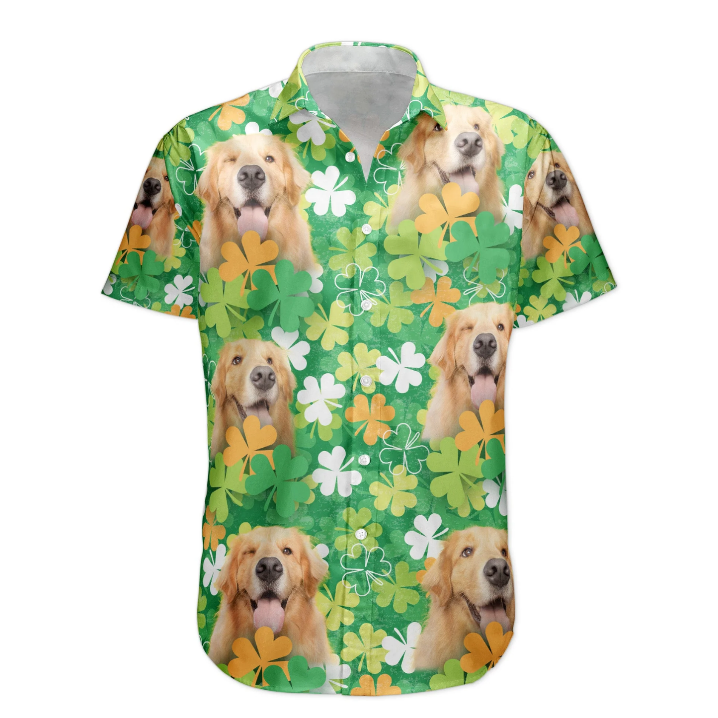 Happy St Patrick’s Day with Pet Photo - Custom Personalized Hawaiian Shirt