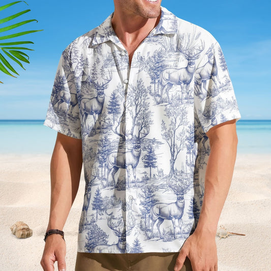 Hunting Fishing Camping Hiking Kayaking Toile De Jouy - Custom Personalized Hawaiian Shirt