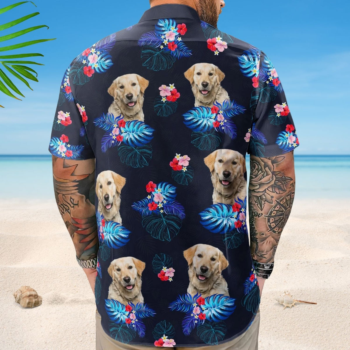 Custom Face Funny Photo Tropical Hibiscus Aloha for Dog Cat Lovers - Personalized Hawaiian Shirt
