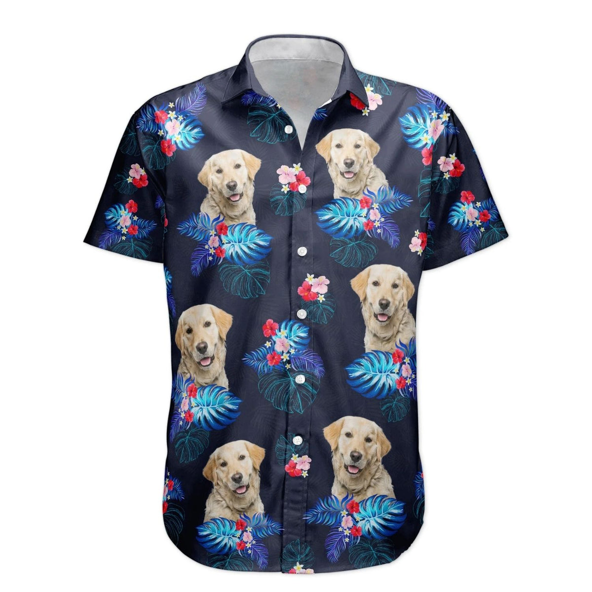 Custom Face Funny Photo Tropical Hibiscus Aloha for Dog Cat Lovers - Personalized Hawaiian Shirt