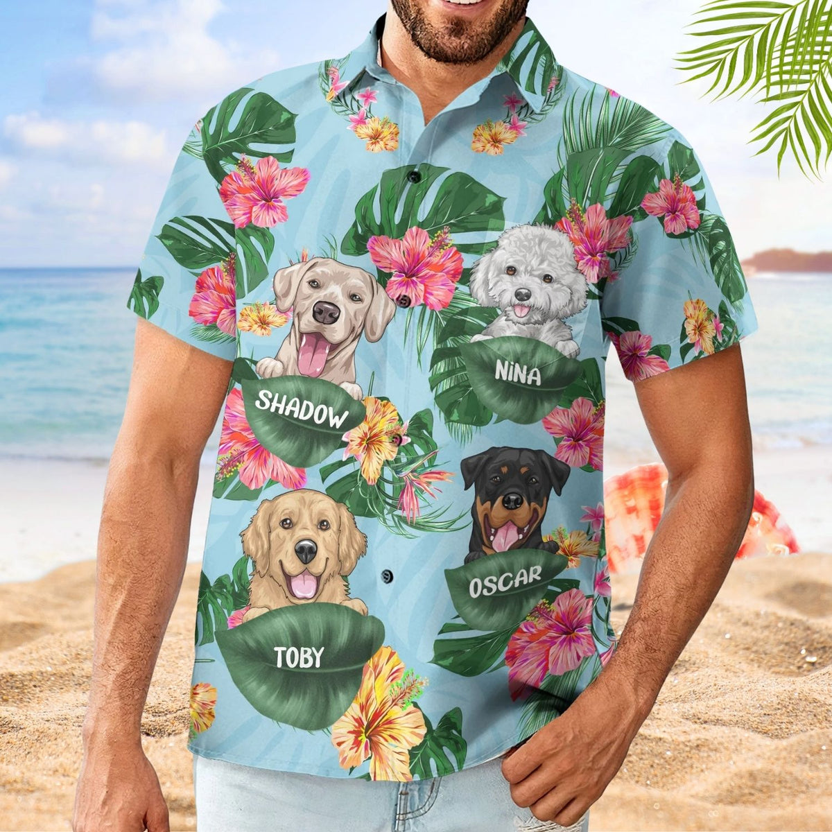 Dog Dad Cat Dad Pet Lovers Tropical Summer - Custom Personalized Hawaiian Shirt