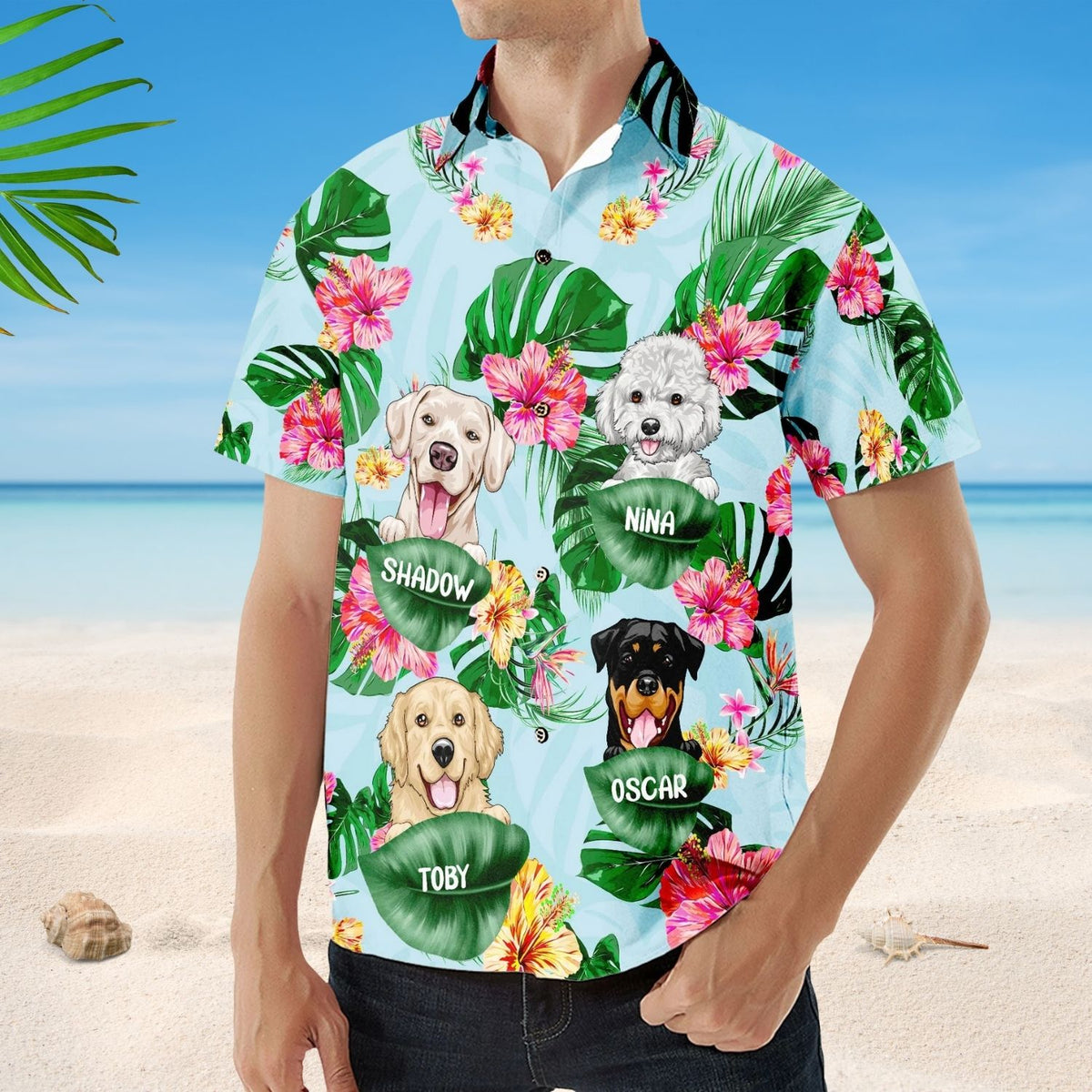 Dog Dad Cat Dad Pet Lovers Tropical Summer - Custom Personalized Hawaiian Shirt