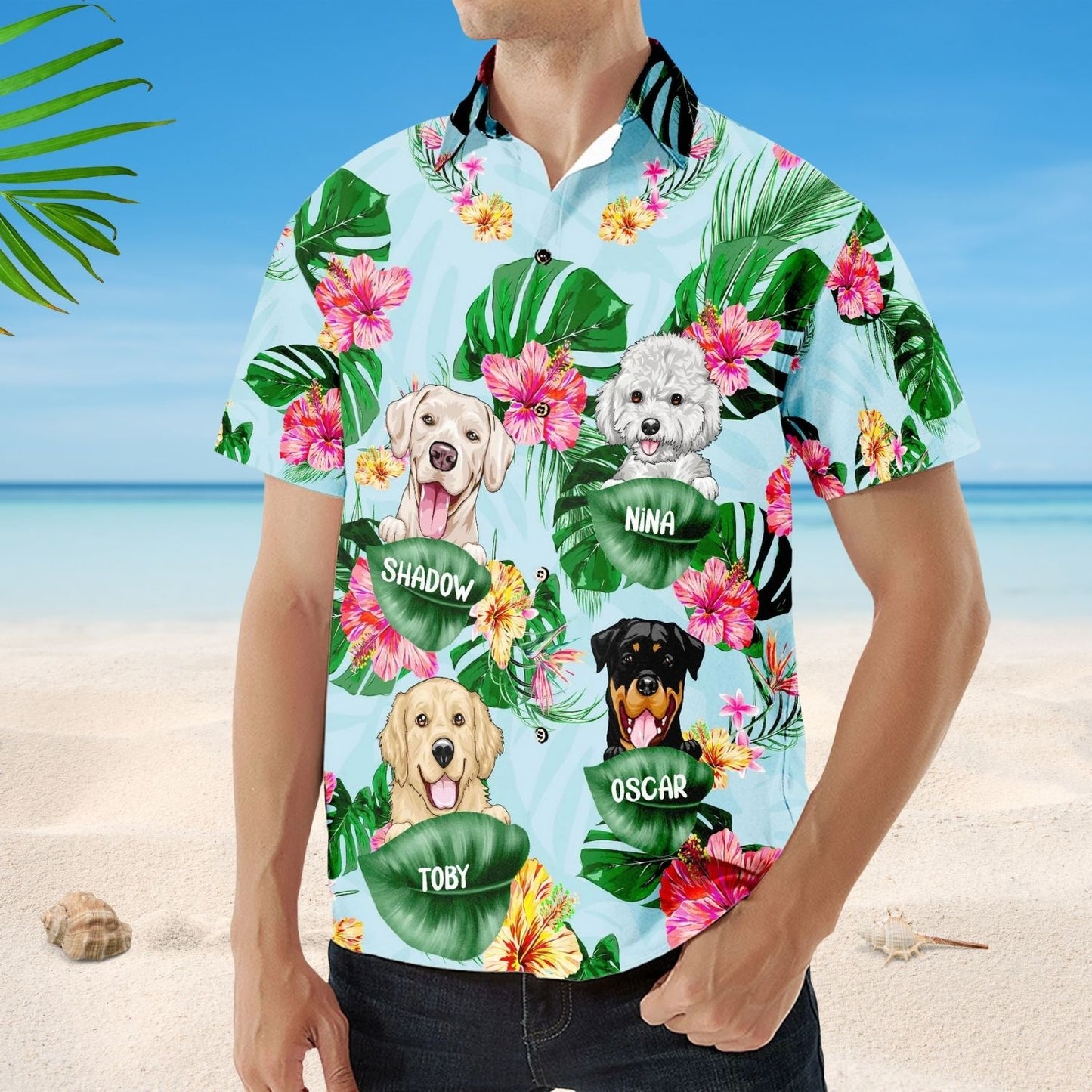 Dog Dad Cat Dad Pet Lovers Tropical Summer - Custom Personalized Hawaiian Shirt