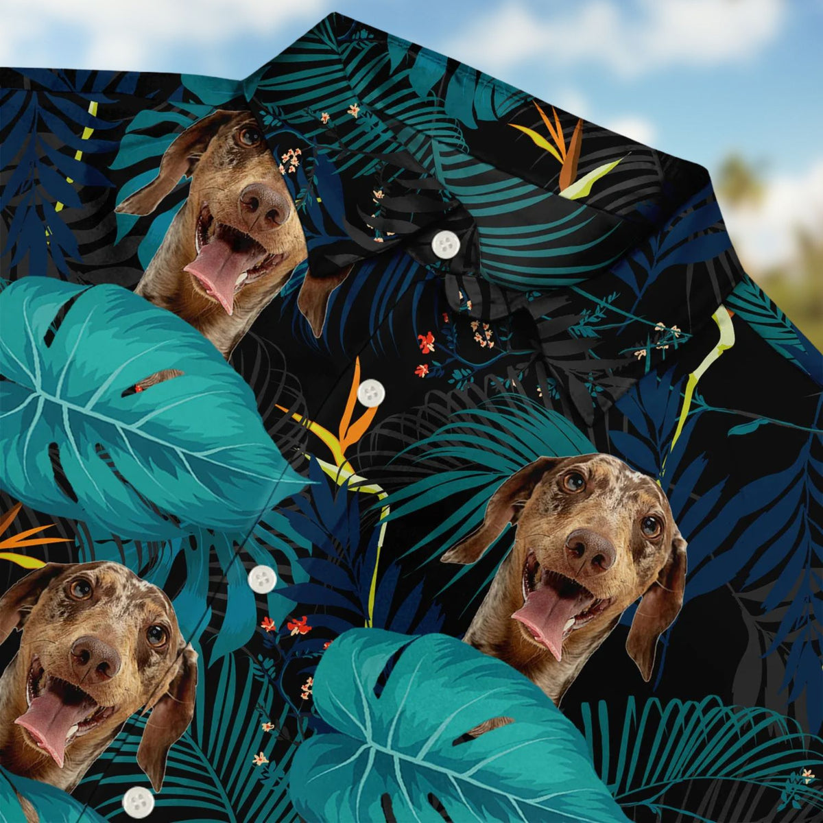 Custom Photo Black Tropical Funny Family Pet Face Gift for Men, Friends & Cat Lovers – Personalized Hawaiian Shirt