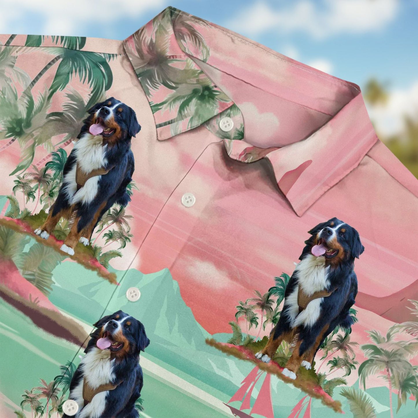 Custom Photo Funny Family Pet Face Tropical Island Gift for Pet Lovers – Personalized Hawaiian Shirt