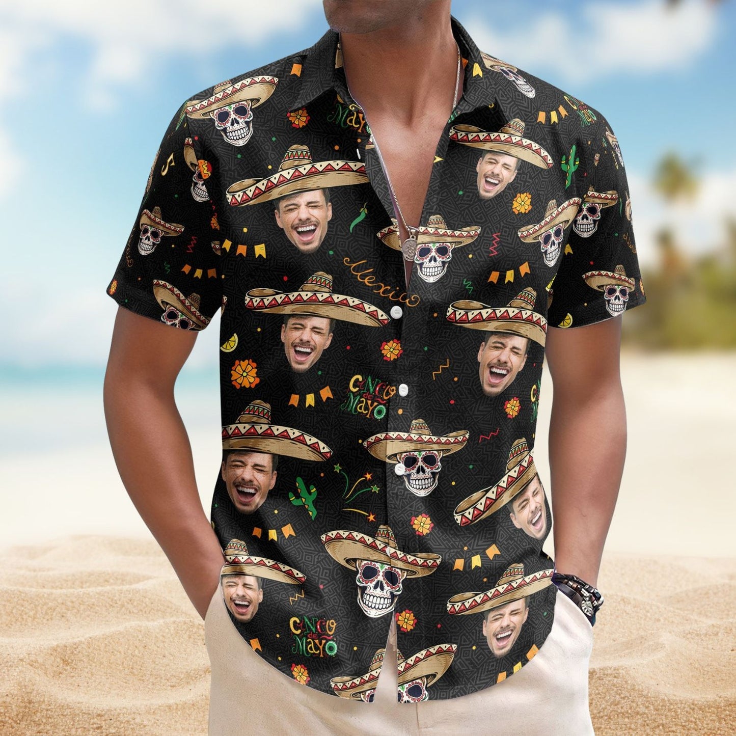 Custom Face Cinco de Mayo Mexican Theme – Custom Photo Hawaiian Shirts