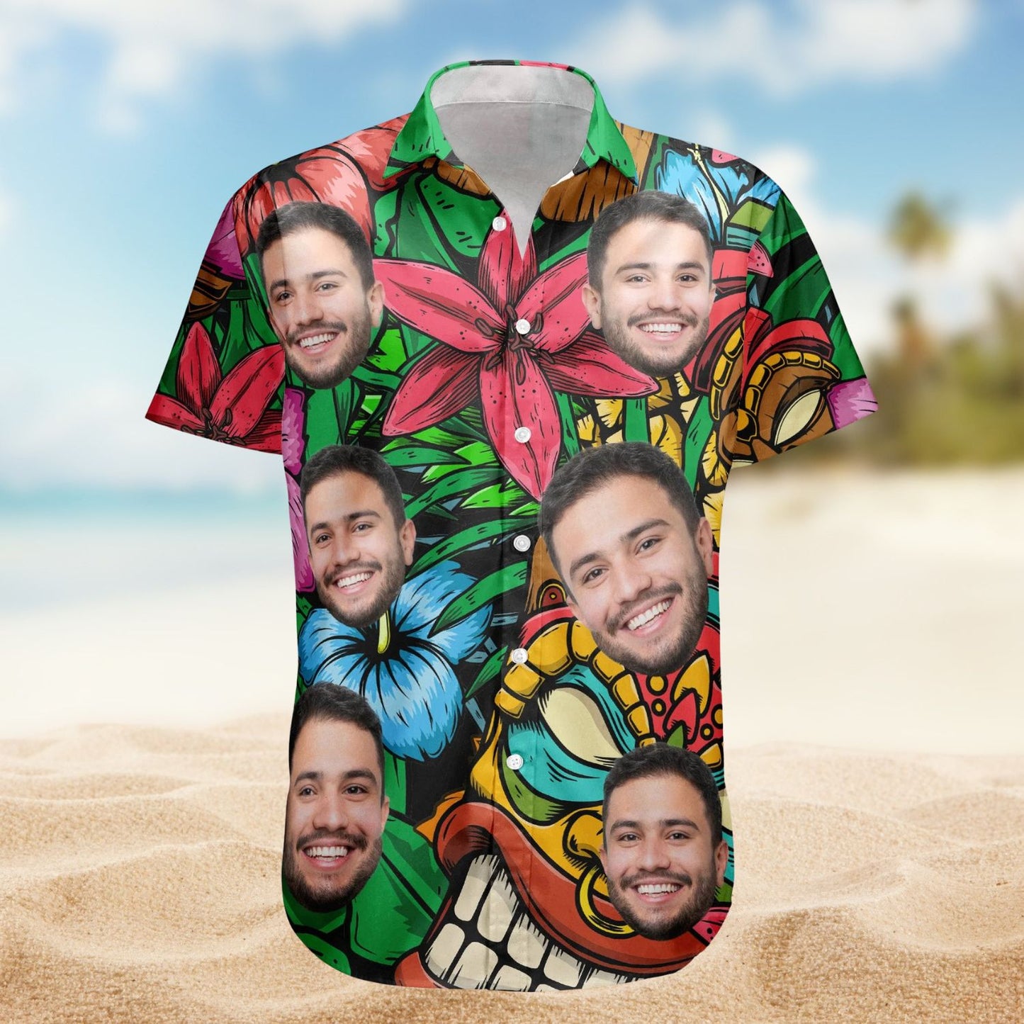 Custom Photo Funny Pet Family & Friends Tiki Bar – Custom Photo Hawaiian Shirts