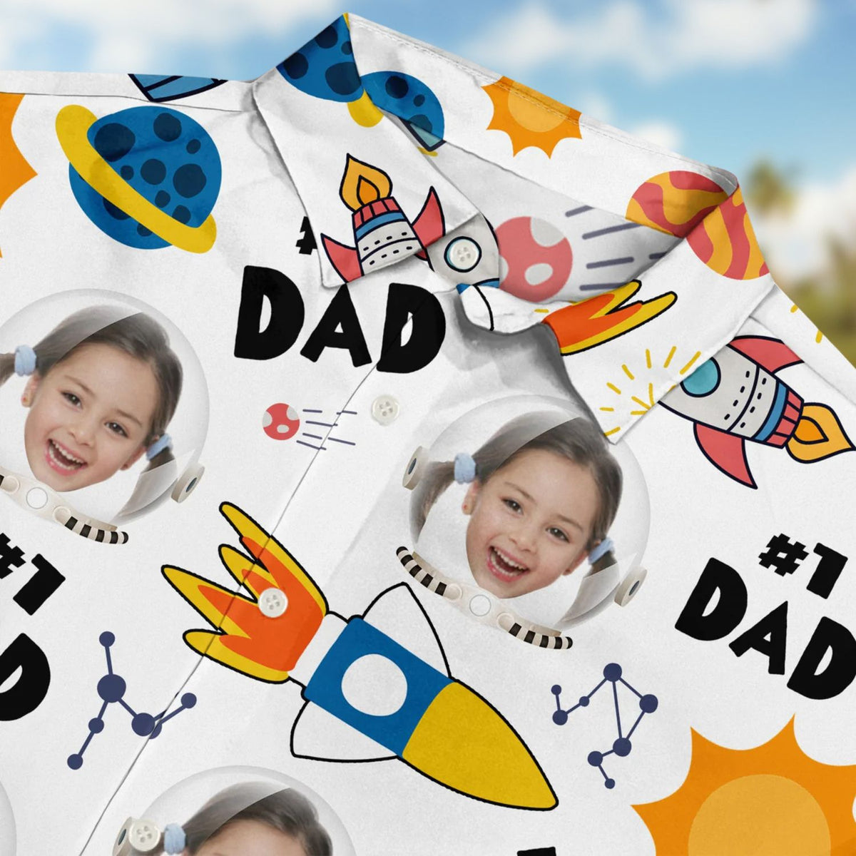 Custom Photo Astronaut #1 Dad Space Theme – Personalized Hawaiian Shirt
