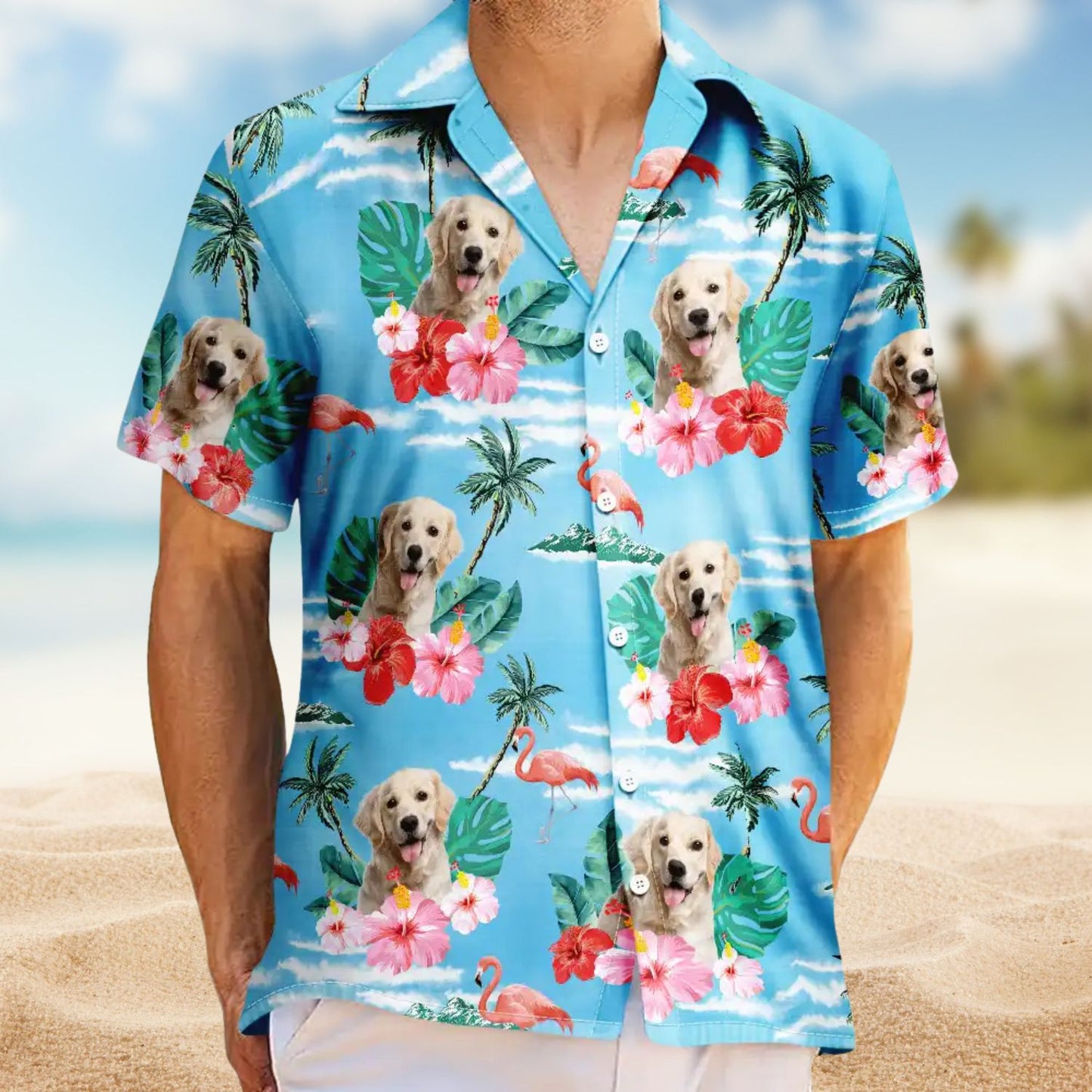 Custom Photo Pet Face Ready for the Beach – Personalized Hawaiian Shirt