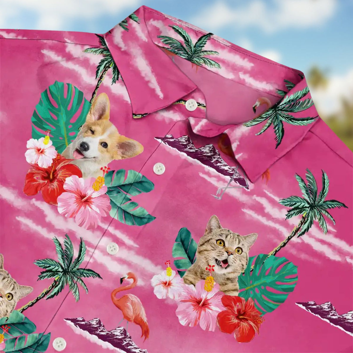Custom Photo Pet Face Ready for the Beach – Personalized Hawaiian Shirt