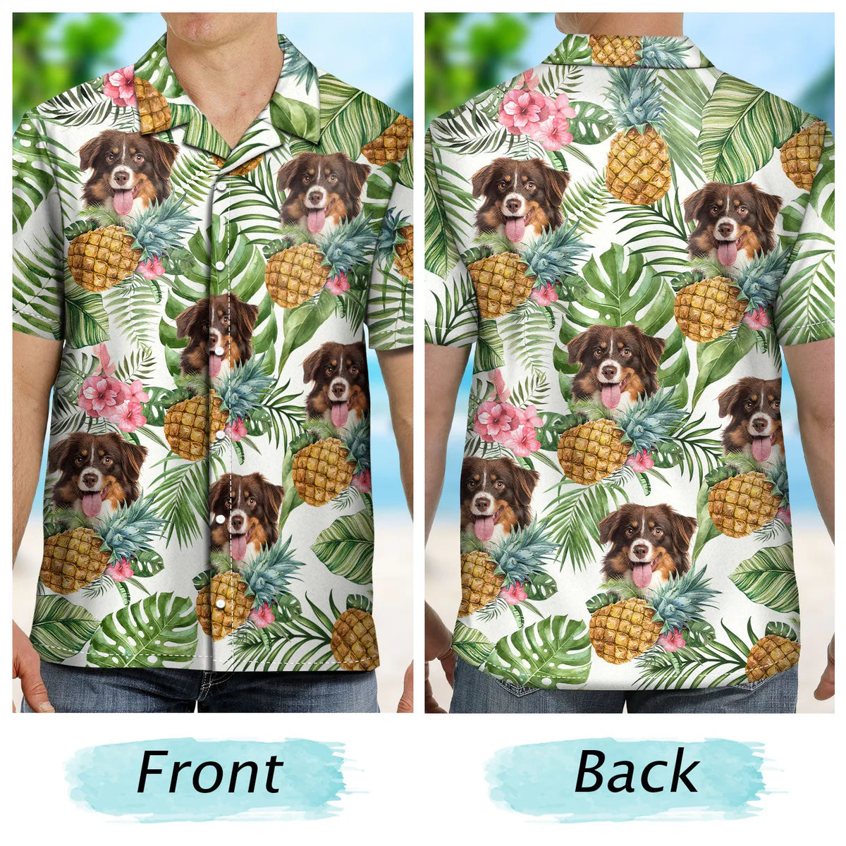 Custom Photo Funny Family Pet Face Tropical Fruit Gift for Men, Dog & Cat Lovers – Personalized Hawaiian Shirt