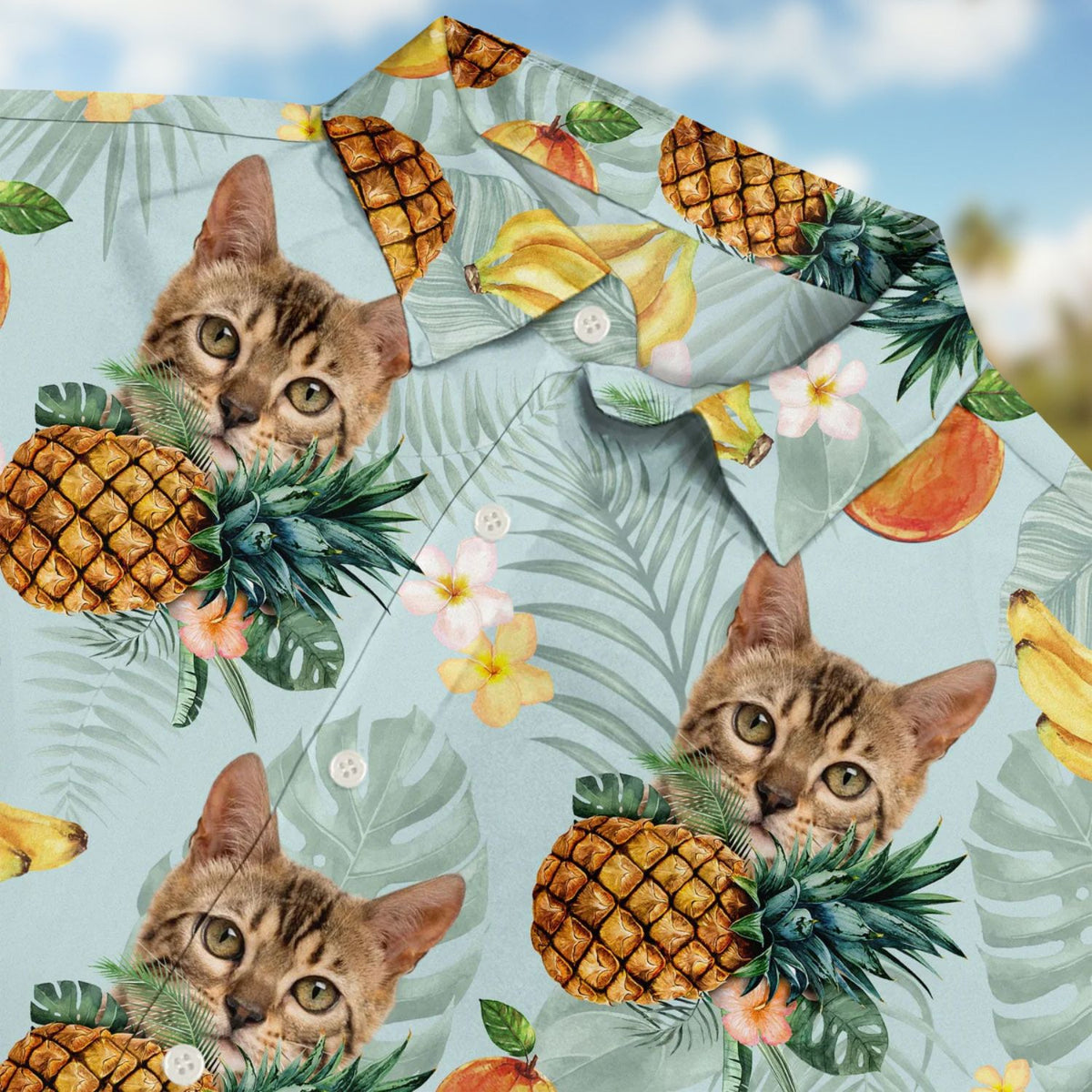 Custom Photo Funny Family Pet Face Tropical Fruit Gift for Men, Dog & Cat Lovers – Personalized Hawaiian Shirt