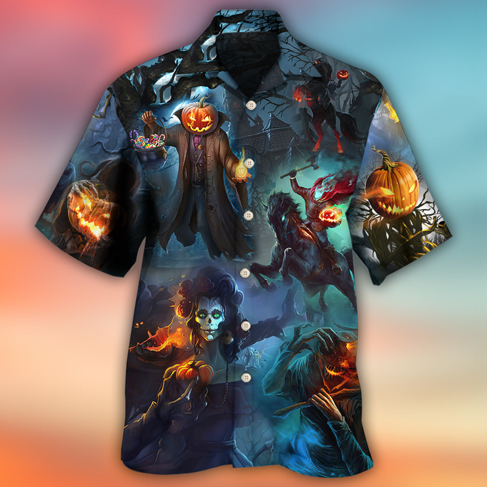 Halloween Skull Pumpkin Starry Night – Hawaiian Shirt
