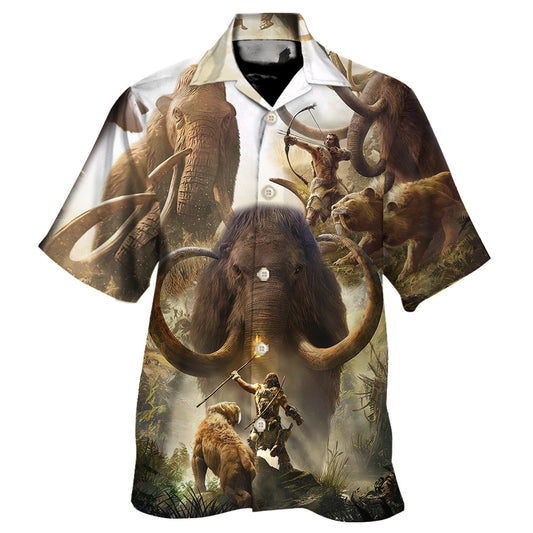 Mammoth And Man Prehistoric Adventure Style – Hawaiian Shirt