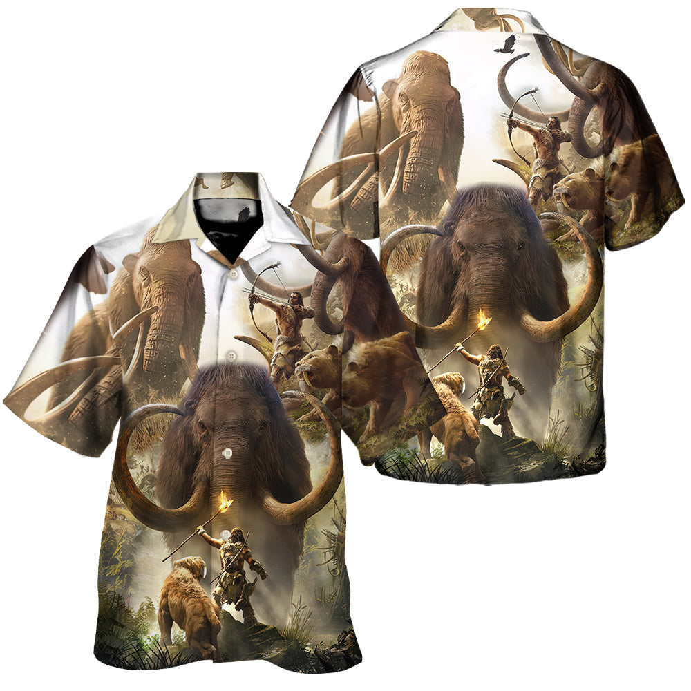 Mammoth And Man Prehistoric Adventure Style – Hawaiian Shirt