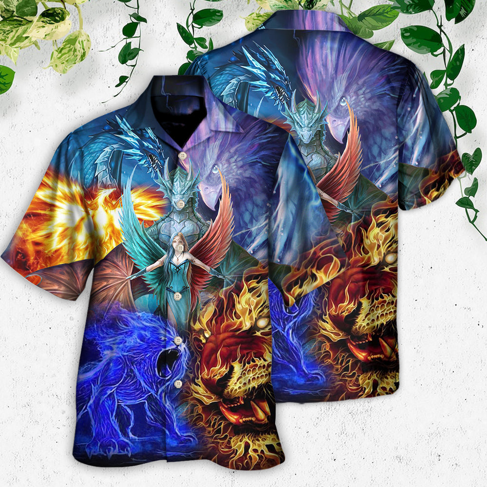 Dragon Fantasy Whimsical Art Design - Hawaiian Shirt