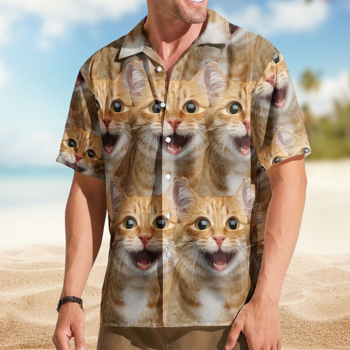 Custom Face Funny Summer For Cat Lovers - Personalized Photo Hawaiian Shirt