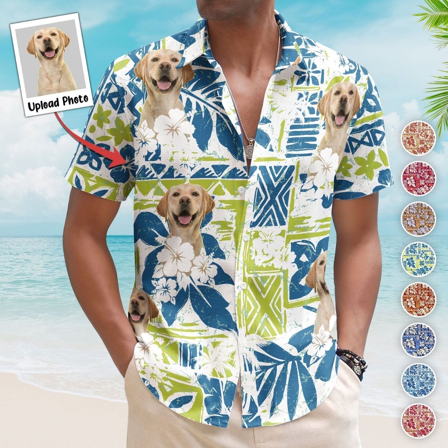 Tropical Aloha Shirt - Custom Photo Funny Pet Family Friends Summer Tiki Bar Hawaiian Shirt