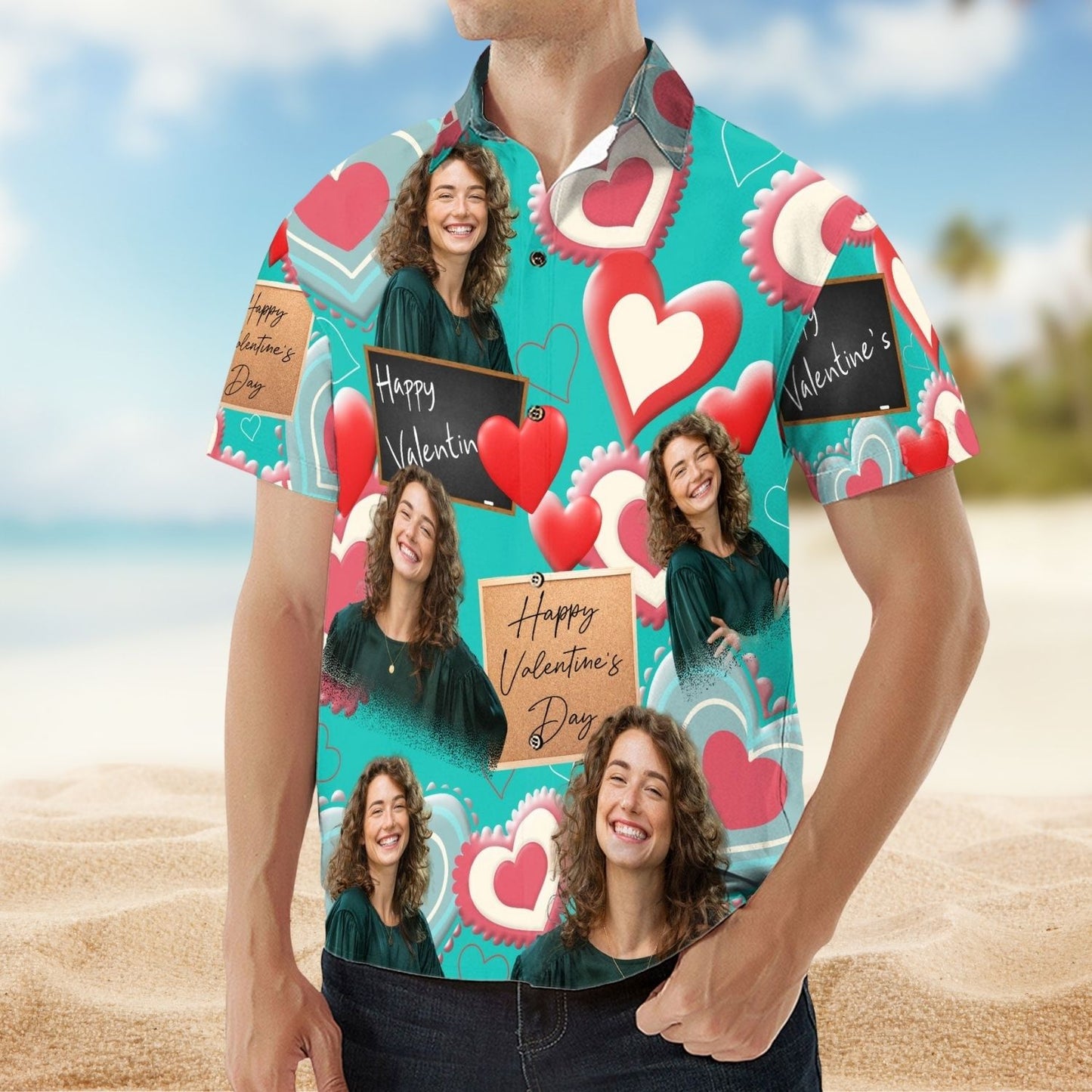 Romantic Aloha Shirt - Happy Valentine's Day Personalized Photo Hawaiian Shirt