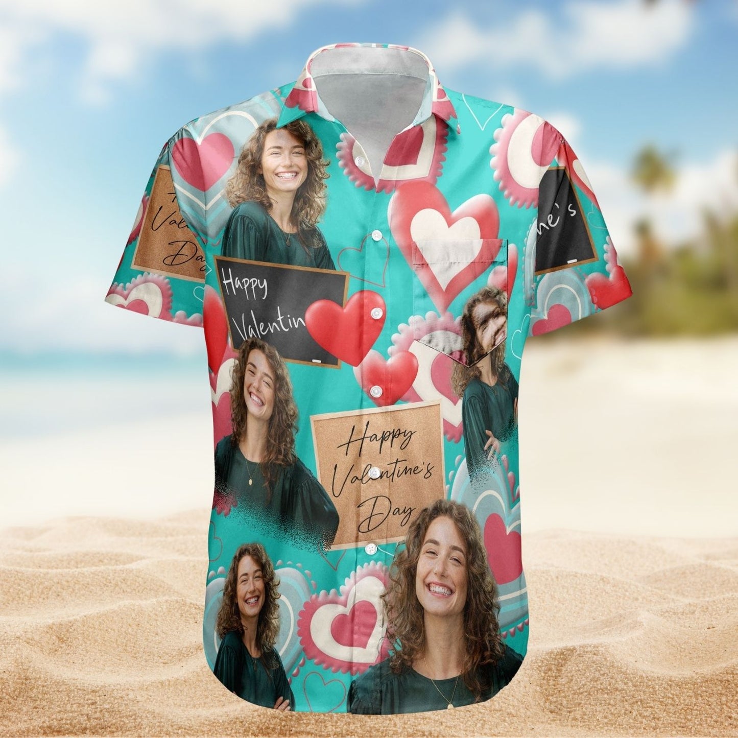 Romantic Aloha Shirt - Happy Valentine's Day Personalized Photo Hawaiian Shirt