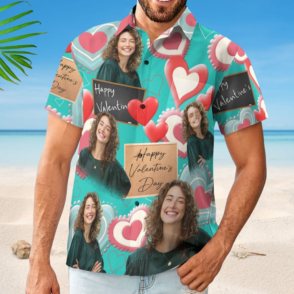 Romantic Aloha Shirt - Happy Valentine's Day Personalized Photo Hawaiian Shirt