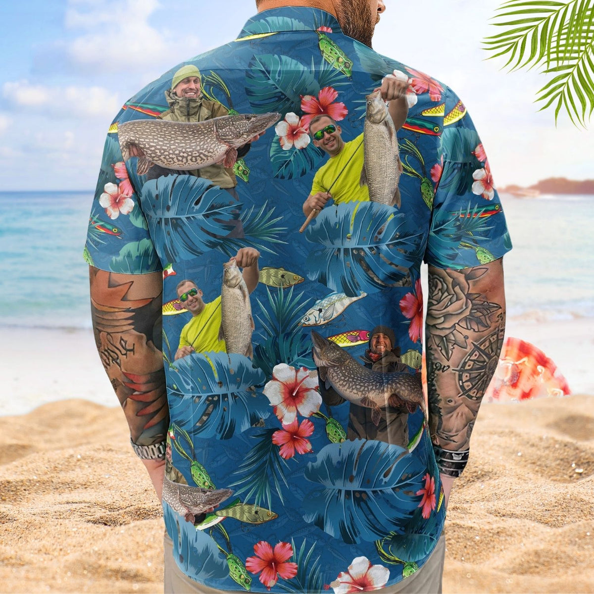 Fishing Bass Aloha Shirt for Men with Custom Photo – Husband Gift Custom Photo Hawaiian Shirt