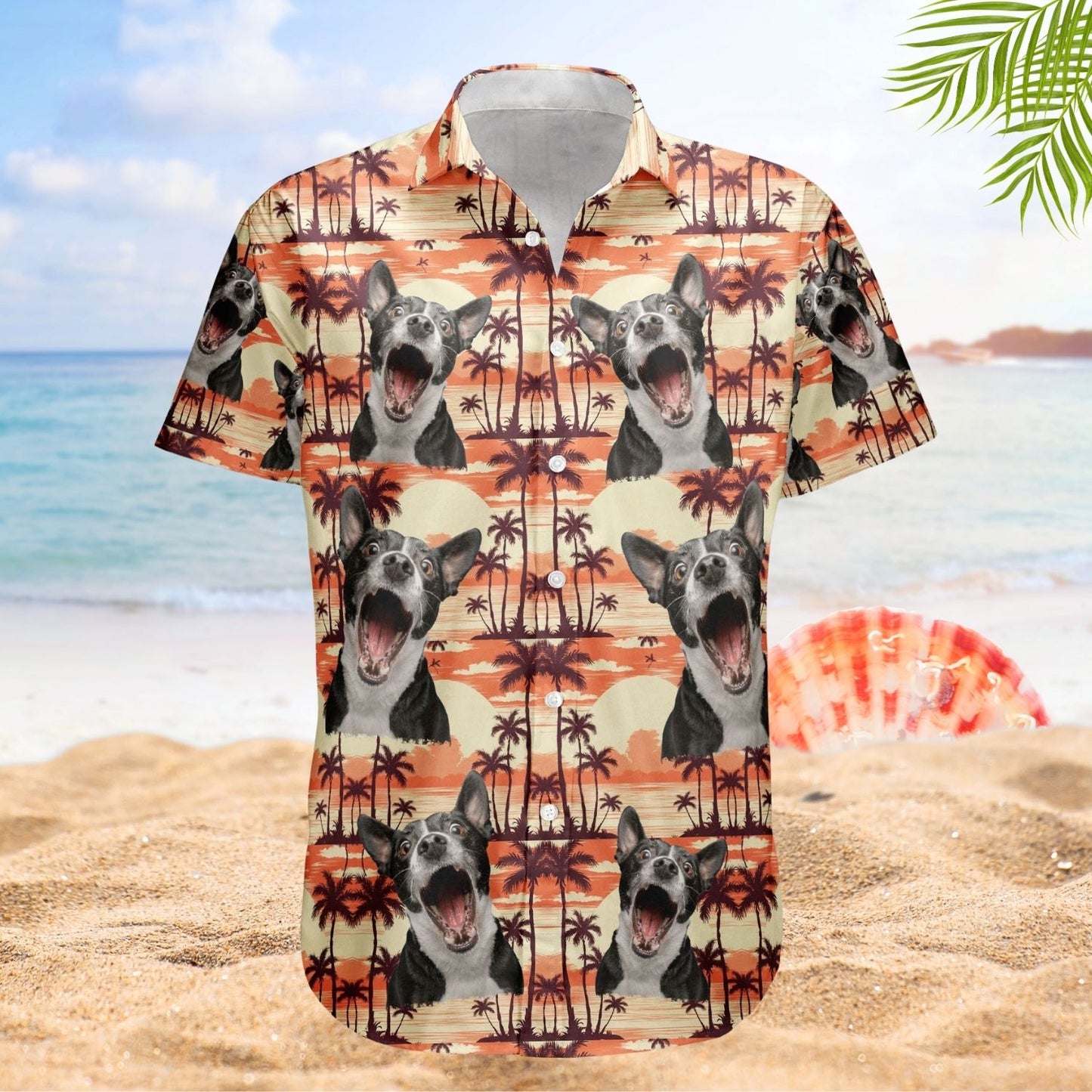 Hawaiian Floral Beach Aloha Shirt with Custom Funny Photo – Men, Husband Custom Hawaiian Shirt