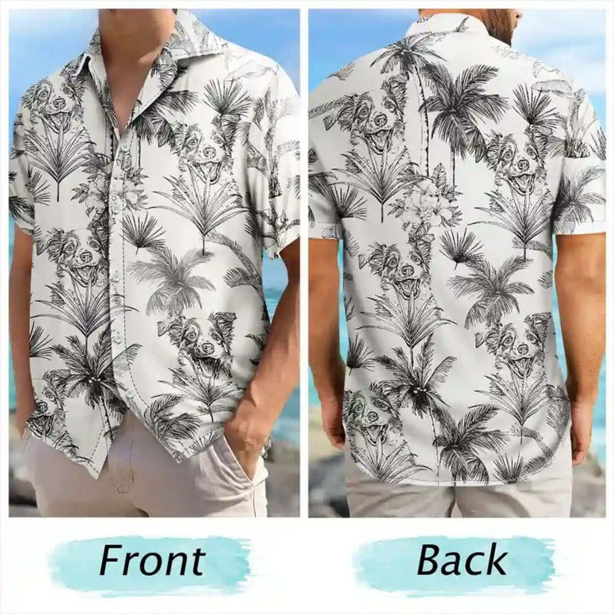 Vintage Toile de Jouy Pattern Shirt Custom Photo Pencil Drawing Family Pet – Personalized Hawaiian Shirt