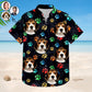 Tropical Beach Style Vacation Shirt – Custom Photo Funny Family Pet Face Colorful Paws - Personalized Hawaiian Shirt