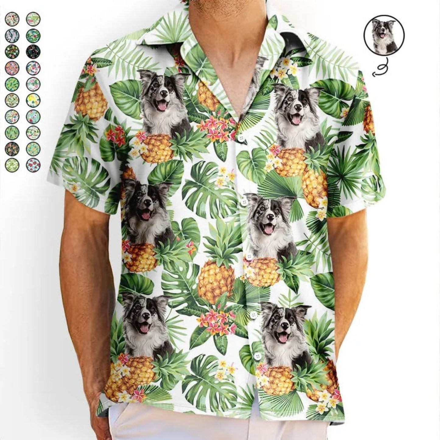 Custom Photo Pet Face Family Tropical Background – Personalized Hawaiian Shirt