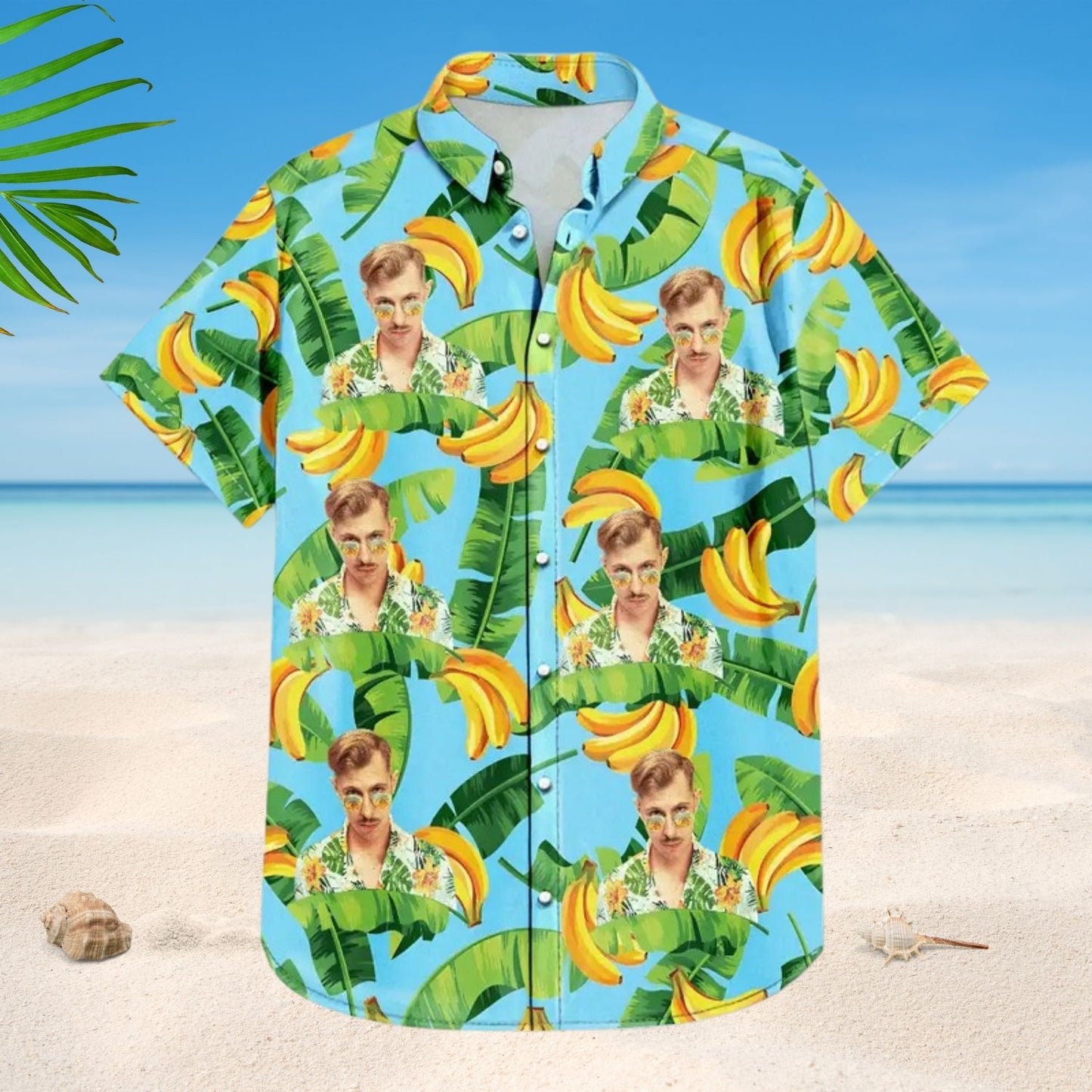 Custom Photo Pet Face Family Tropical Background – Personalized Hawaiian Shirt