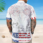 Celebrate 4th of July with Merica Pattern - Personalized Photo Hawaiian Shirt