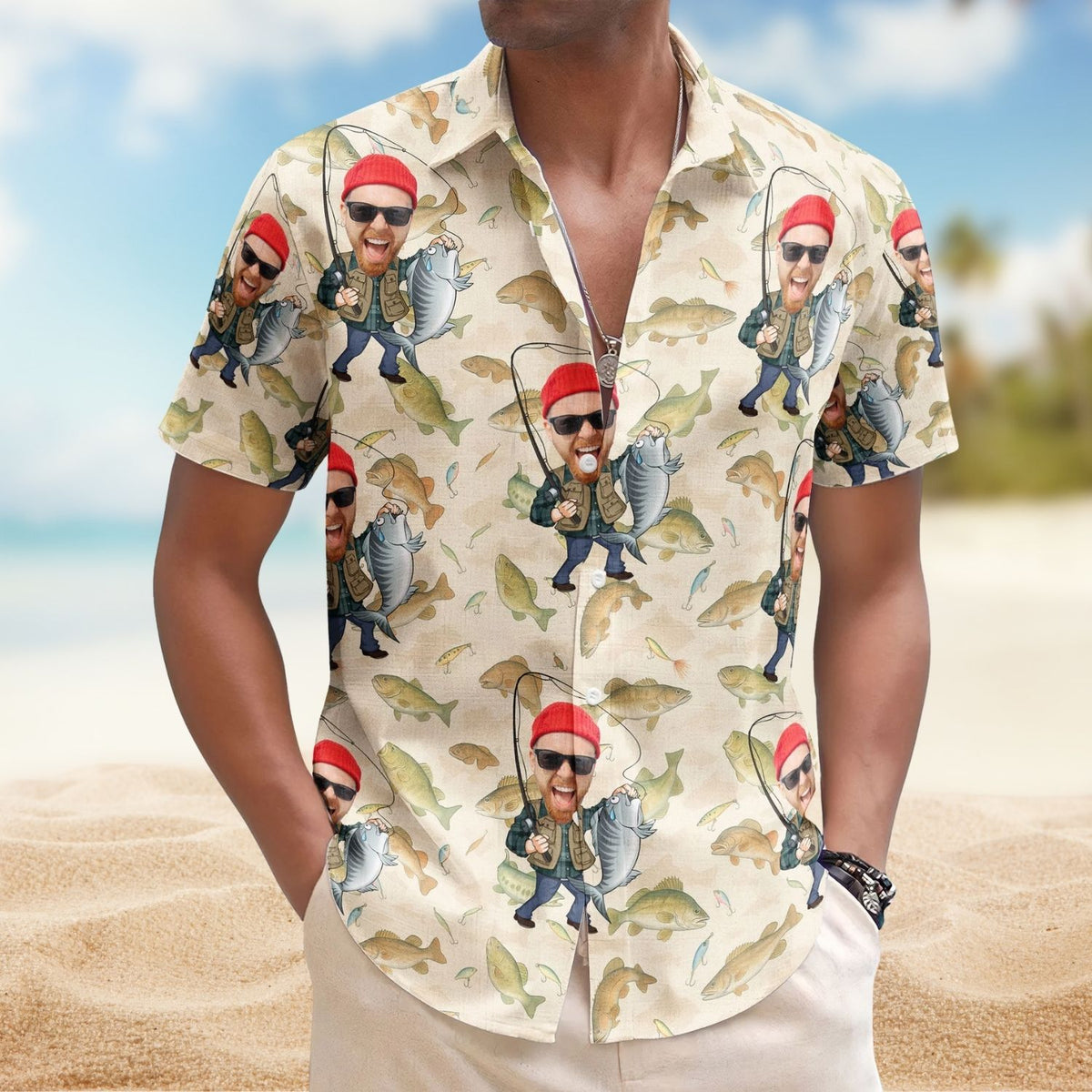 Fishing Man New Version - Custom Personalized Photo Hawaiian Shirt