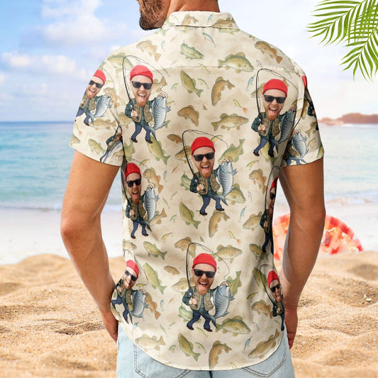 Fishing Man New Version - Custom Personalized Photo Hawaiian Shirt