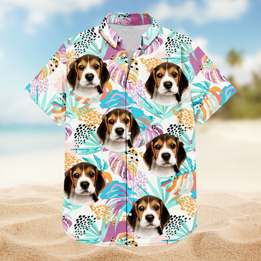 Custom Photo Funny Family Pet Face Purple Tropical Gift for Dog & Cat Lovers – Personalized Hawaiian Shirt