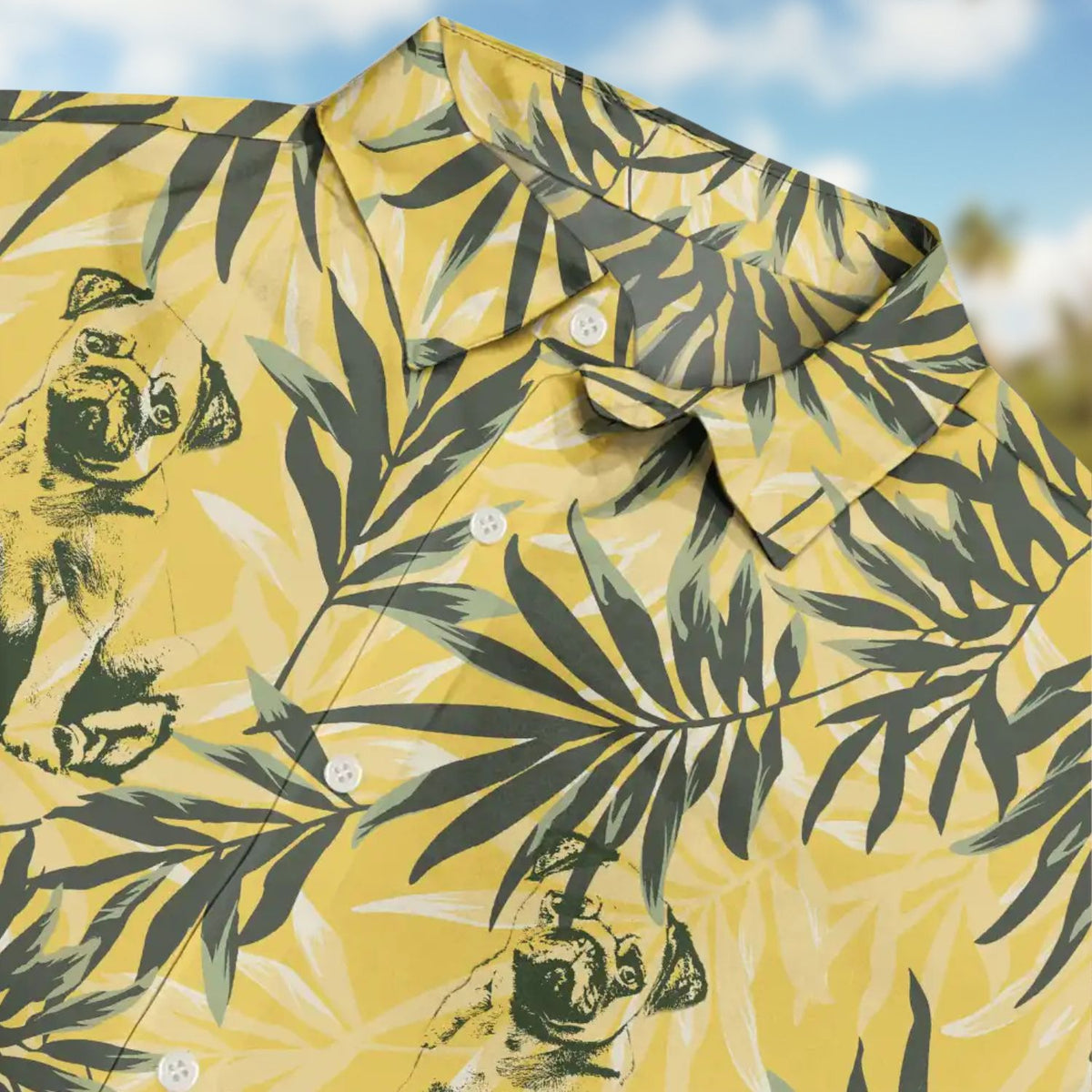 Custom Photo Pencil Drawing Palm Leaf Vacation Vibe – Personalized Hawaiian Shirt