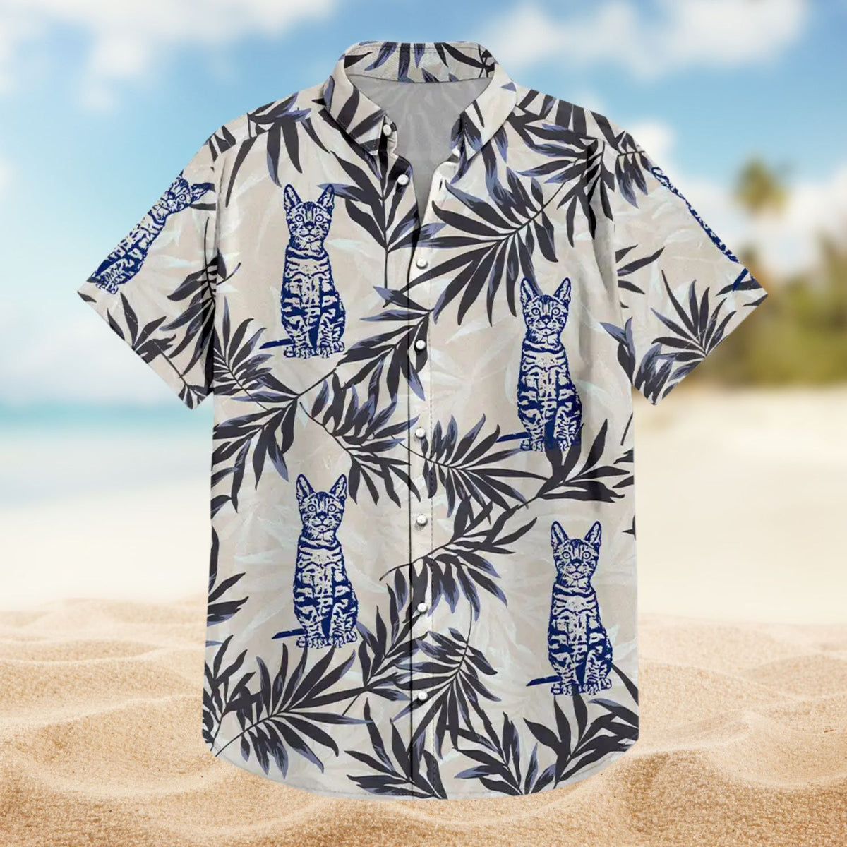 Custom Photo Pencil Drawing Palm Leaf Vacation Vibe – Personalized Hawaiian Shirt