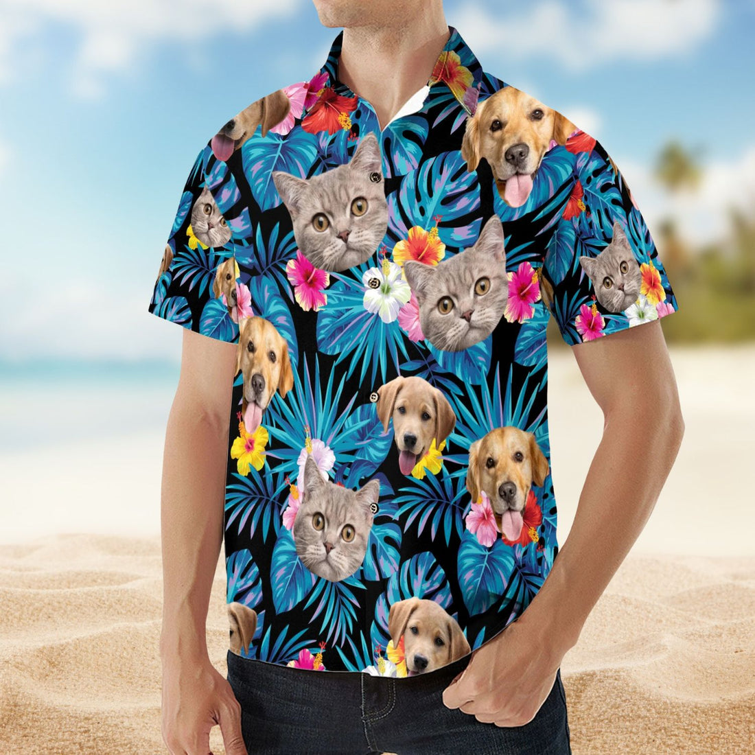 Custom Face Photo for Men & Women Tropical Floral – Personalized Hawaiian Shirt