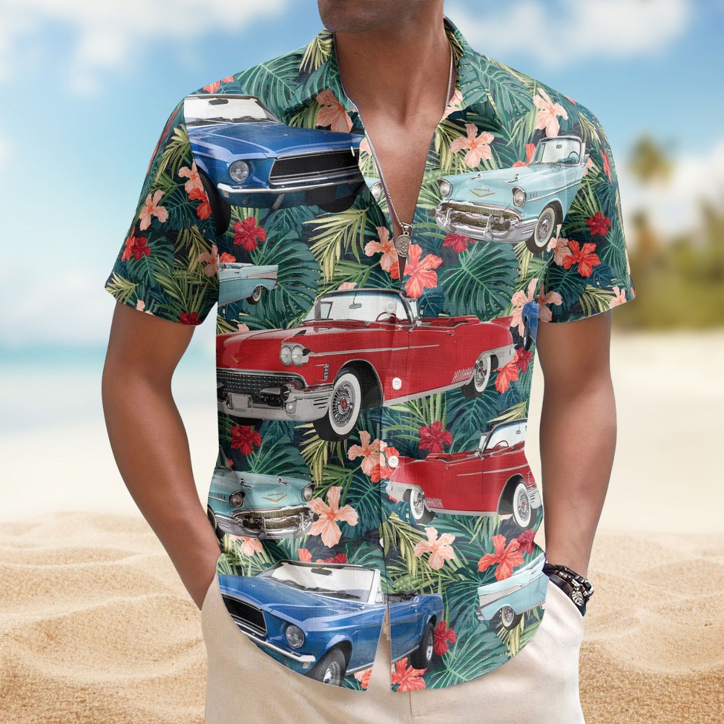Custom Vintage Car Muscle Cars for Men, Husband – Custom Photo Hawaiian Shirt