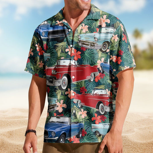 Custom Vintage Car Muscle Cars for Men, Husband – Custom Photo Hawaiian Shirt