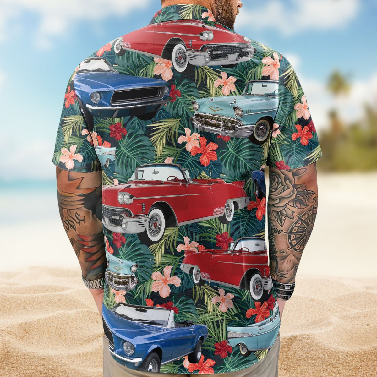 Custom Vintage Car Muscle Cars for Men, Husband – Custom Photo Hawaiian Shirt