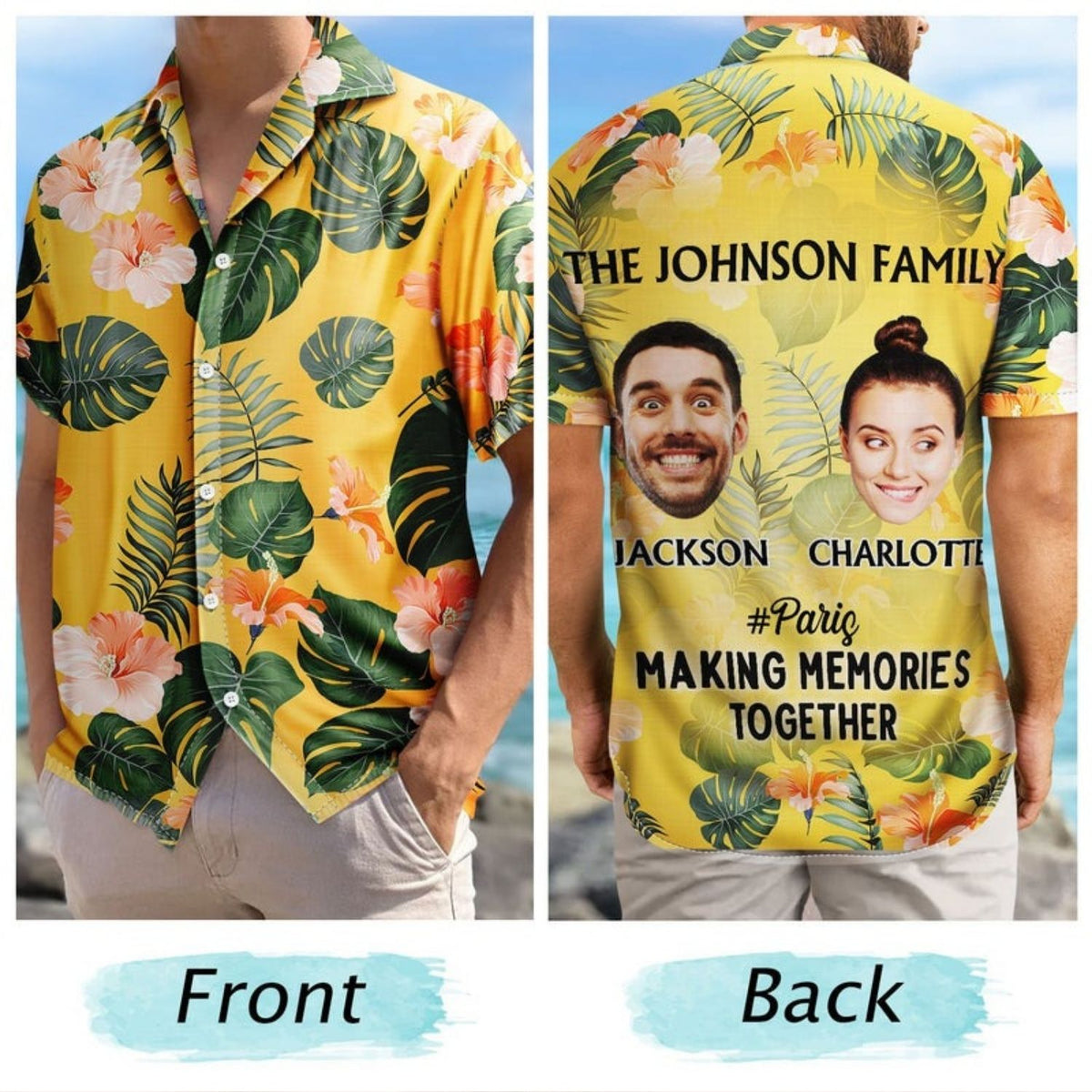 Tropical Vacation Shirt – Custom Photo Traveling Beach - Gift For Family, Besties, Couples - Personalized Hawaiian Shirt