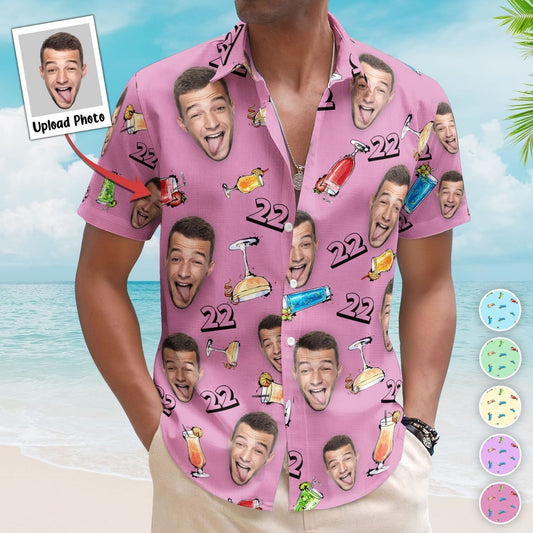 Birthday Party Drinks Custom Face Aloha Shirt – Funny Birthday Gift Custom Photo Hawaiian Shirts