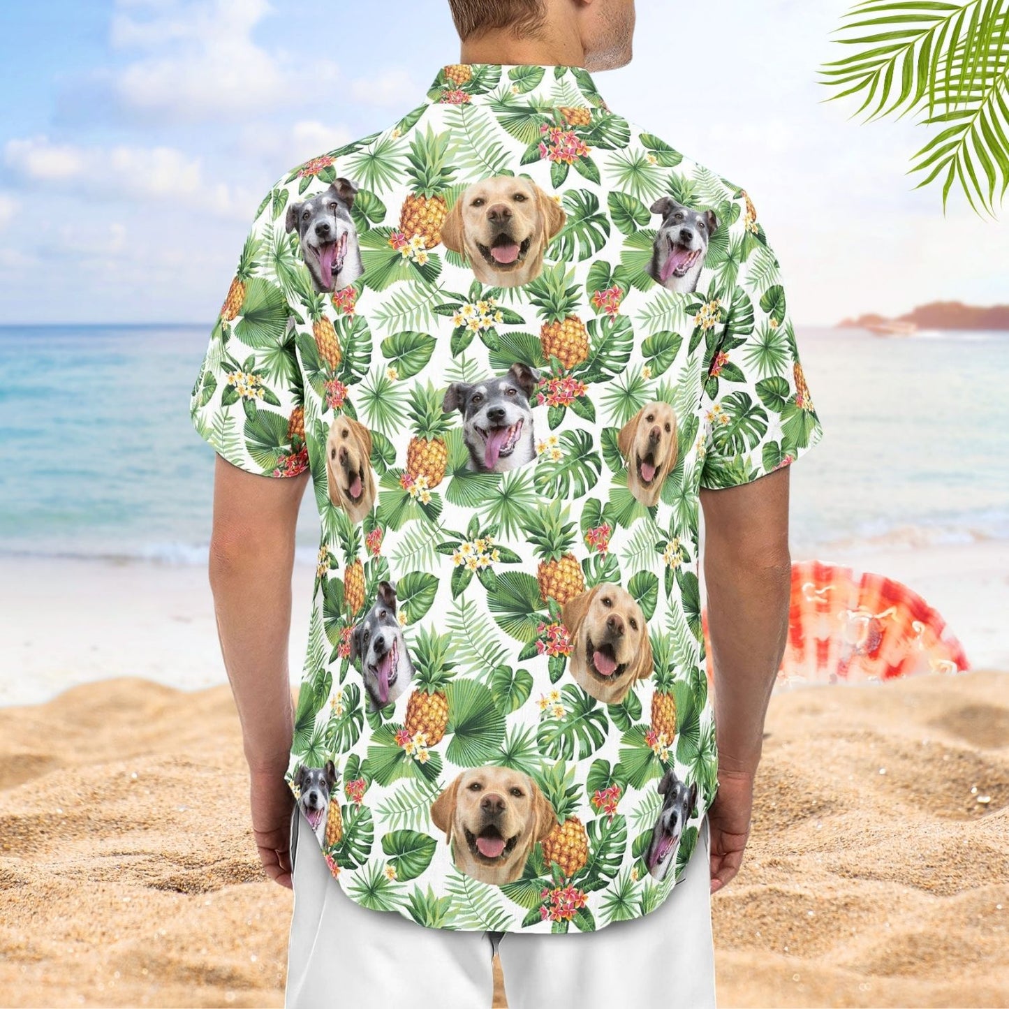 Tropical Aloha Shirt with Custom Pet Face – Personalized Photo Hawaiian Shirt