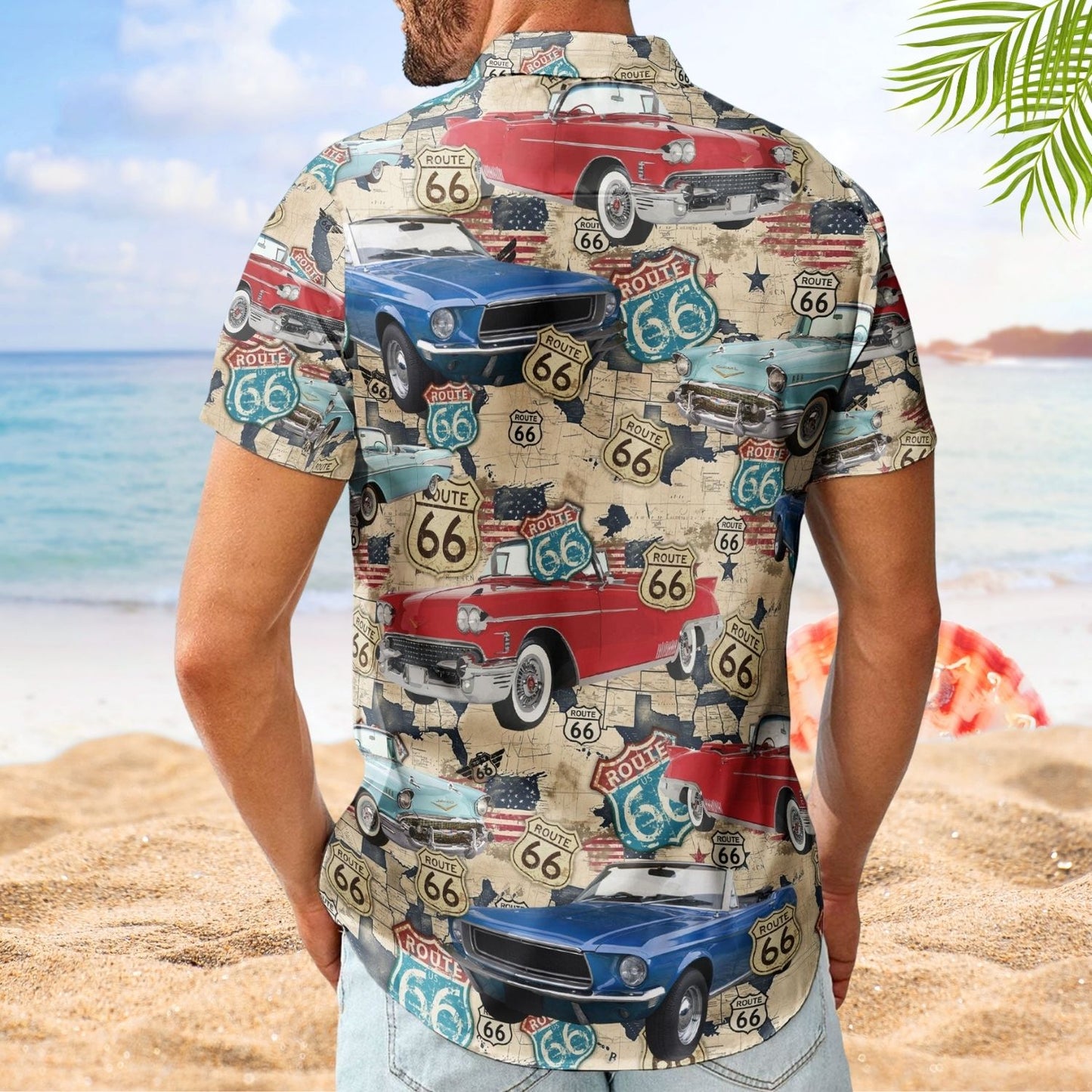 Vintage Muscle Car Aloha Shirt for Men with Custom Photo – Husband Gift Hawaiian Shirt