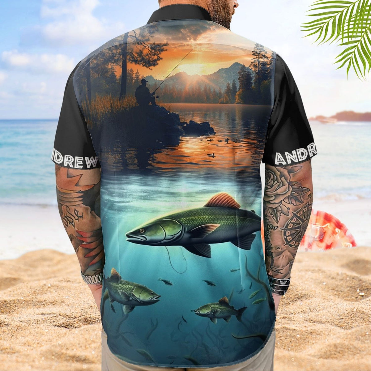 Personalized Fishing Aloha Shirt – Custom Photo Fishing Bass Fish For Men Husband - Custom Photo Hawaiian Shirt